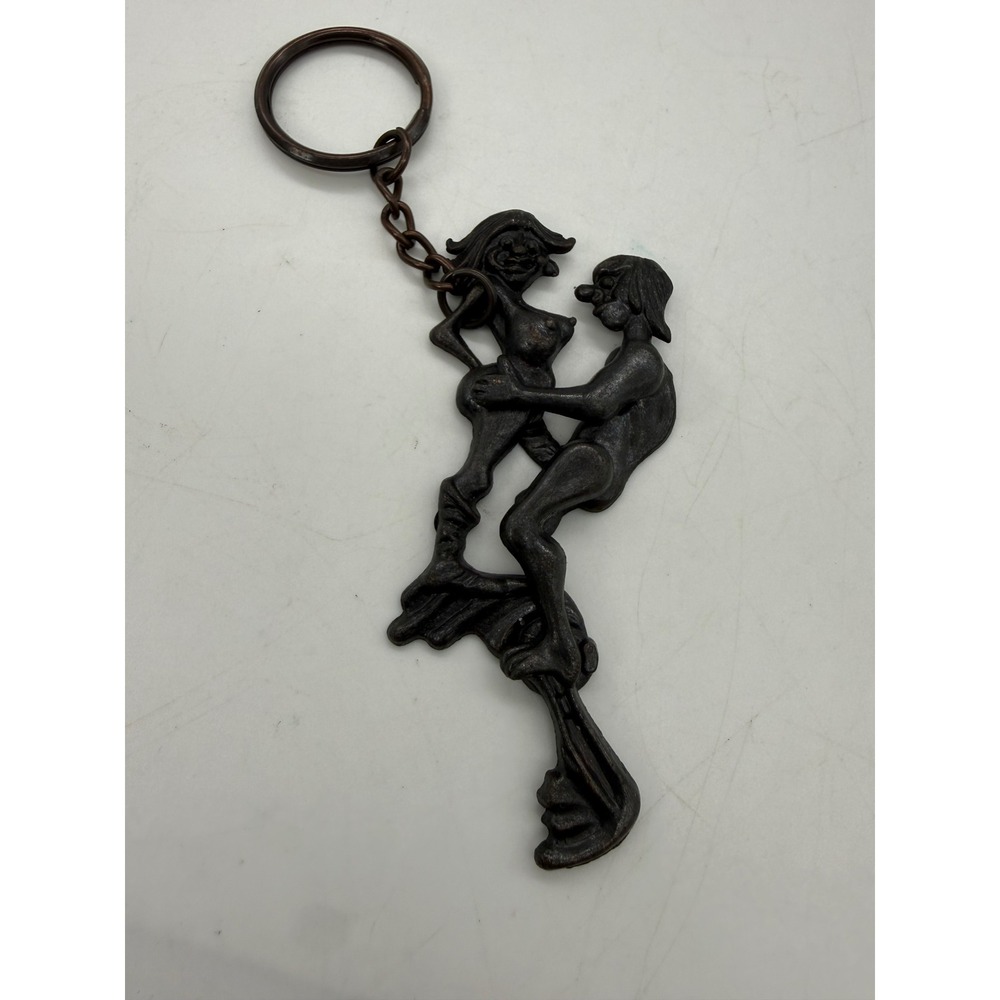 Vintage Mechanical Adult Novelty Keychain Movable Risqué Articulated Metal NSFW